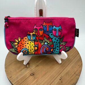 Laurel Burch Cosmetic Bag Set, Feline Clan Cat family a bunch cats colorful vibr